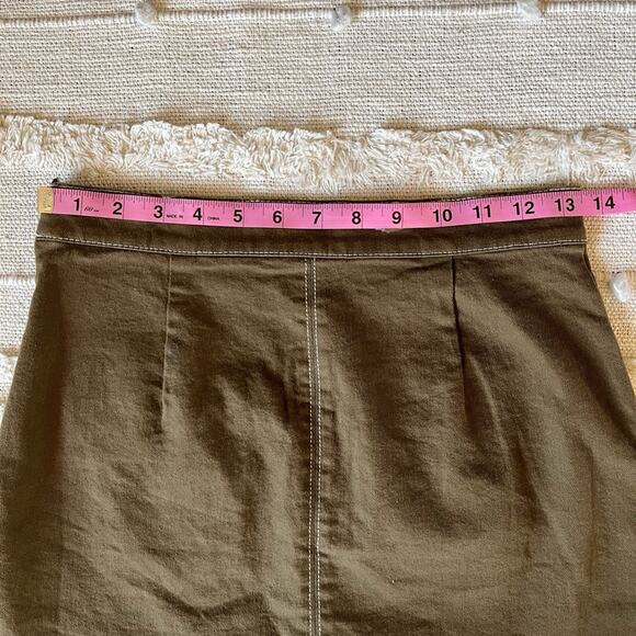 Oak + Fort Army Green Front Pocket Mini Skirt Size 8 - Picture 9 of 11